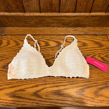 NWT Target Xhilaration Crochet Bikini Top Only Boho Pale Yellow Floral S... - $8.90