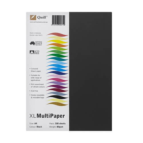 Quill Multioffice Paper 100pk 80gsm (A4) - Black - $35.62