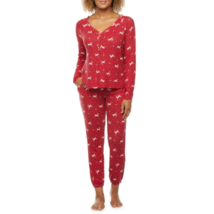 Ambrielle Women&#39;s 2 Piece Pant &amp; Shirt Pajama Set Size MEDIUM Red Deer New - £28.37 GBP