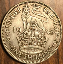 1945 UK GB GREAT BRITAIN SILVER SHILLING COIN - English crest - - $6.95