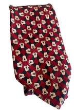 Vintage Disney WDW Tie Mickey Mouse Head Dark Red 100% Silk - £14.78 GBP