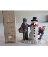 Christmas Village Boy Man Building Snowman Father Dad Parent Child 2.5&quot; ... - £7.50 GBP