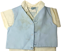 1960's Baby Boy Christening Outfit Blue & White With Diaper Cover - Size NB image 2