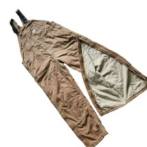 Carhartt FRR43 Fr Flame-Resistant Duck Bib Overall Quilt Brown Mens L Distressed - £116.36 GBP