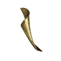 Vintage Crown Trifari Leaf Ribbon Gold Tone Abstract Brooch Pin 3 1/2&quot; Long - £18.52 GBP