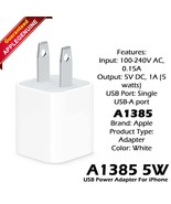 NEW Genuine OEM Apple 5W USB Power Adapter Wall Charger A1385 Original A... - £5.61 GBP
