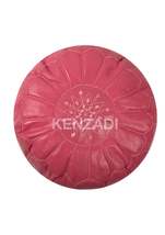 Moroccan leather pouf, round pouf, berber pouf, Pink with Pink embroidery by Ken - £51.57 GBP