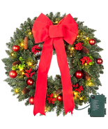 24In Pre-Lit Christmas Wreaths for Front Door, Posrue Indoor Outdoor Chr... - $78.11 CAD