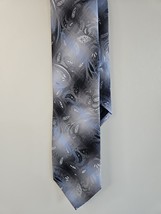 Van Heusen Gray/White Floral Stripe Pattern Neck Tie, 100% Silk - $12.99