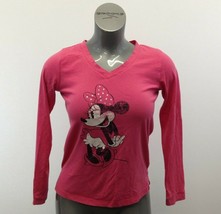 Disney Love Top Women&#39;s Small Pink Long Sleeve V Neck Graphic T Shirt - $10.79 CAD