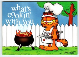 Garfield Cat Postcard What&#39;s Cookin With You Kiss The Cook Jim Davis 1978 Unused - £6.32 GBP