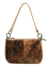 Genuine Leather Hair On Cowhide Clutch Crossbody Tan NEW image 1