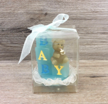 BABY Letters Cubes w/Brown Bear Figurine Baby Shower Gift Collectible Vi... - £27.50 GBP