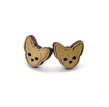 Chihuahua Dog Earrings - Wood - £11.15 GBP