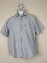 Old Navy Men Size L White Check Button Up Shirt Short Sleeve Pocket - $6.75