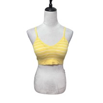 Abound Bralette Bra L Yellow White Stripe Convertible Padded Pullover V ... - $14.89