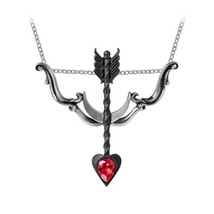Alchemy Gothic P926 Desire Moi Necklace Pendant Bow& Arrow Heart Cupid Valentine - $60.00