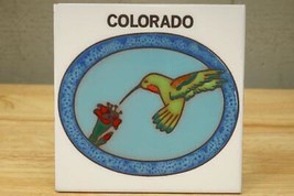 Terracotta Art Pottery Teissedre Hummingbird Colorado State Tile Trivet 6&quot; x 6&quot; - £8.52 GBP