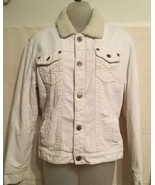 Aeropostale Women’s Sz XL Fleece Lined Coat White Button Front 100% Cotton - £10.11 GBP