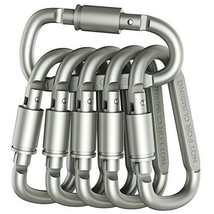 Aluminum D-Ring Locking Carabiners Lightweight &amp; Durable Hiking Keychains 2 Set - £8.68 GBP