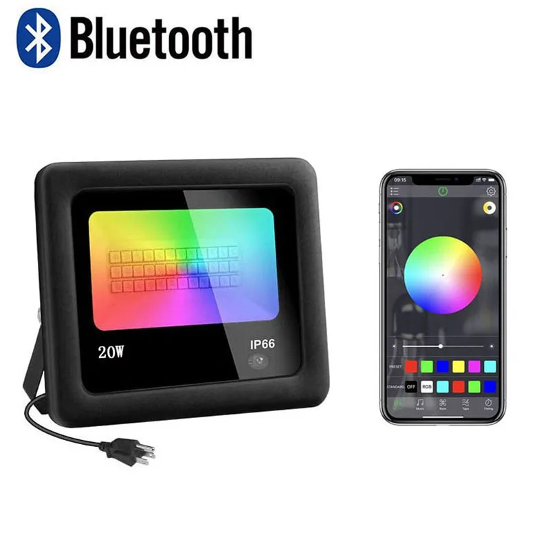 Outdoor 20W Bluetooth Smart LED Flood Light RGB APP Control LED Floodlights for  - £197.62 GBP