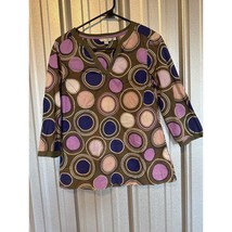 Boden Women’s 3/4 Sleeve Circle Tunic Peasant Blouse Green Geometric Siz... - $19.95