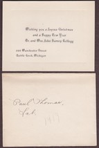 Mr. &amp; Mrs. John Harvey Kellogg 1919 Christmas Card - Doctor &amp; Cereal Fame - £10.02 GBP