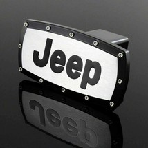 Brand New Jeep Black Tow Hitch Cover Plug Cap 2&#39; Trailer Receiver Engraved Bille - £40.61 GBP