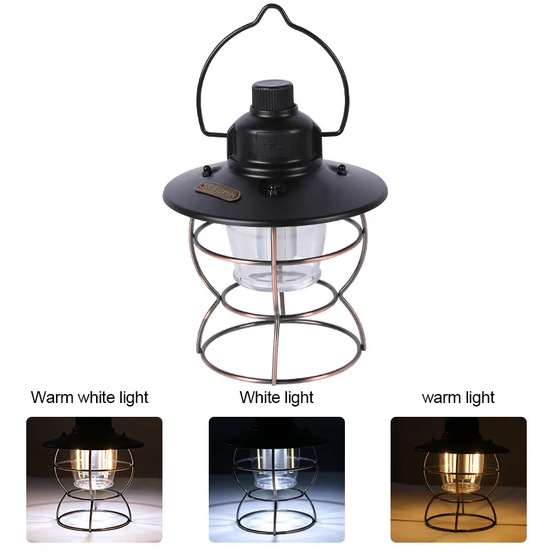  retro lantern usb rechargeable waterproof light 15h lighting time vintage garden decor thumb200