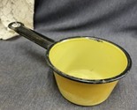 Vintage Enamelware GRANITE Small Pan Rare Yellow with Black Trim HANDLE - $14.85