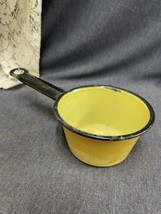 Vintage Enamelware GRANITE Small Pan Rare Yellow with Black Trim HANDLE - £11.59 GBP