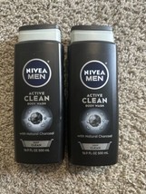 NIVEA Men Active Clean Body Wash with Natural Charcoal, 16.9oz each - Pack of 2 - £6.86 GBP