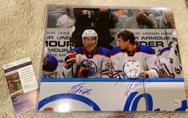 11x14 Ryan Nugent Hopkins &amp; Taylor Hall Signed Auto Photo JSA - £154.79 GBP