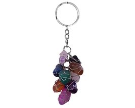 Mia Jewel Shop Wire Wrapped Tumbled Healing Gemstone Cluster Dangle Keychain Met - £12.42 GBP
