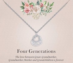 Four Generations Necklace For Great Grandmother - Sterling Silver Circles Gifts - £23.09 GBP