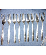 MCM Oyster Forks Japan Small Stainless Steel Set Of 10 Atomic Star Print... - $42.37