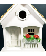 Gardeners Eden White Bird House Wood House With Hanger Never Used - $34.10 CAD