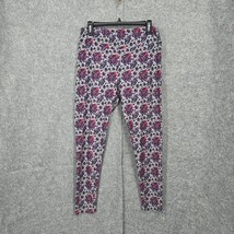 LuLaRoe Womans Leggings Tall and Curvy 12-18 Red Flowers On Gray Activew... - £6.84 GBP