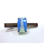 Vintage Fine Silver Tie Clip/Clasp Reverse Carved Opaline Glass Pagoda J... - £14.34 GBP