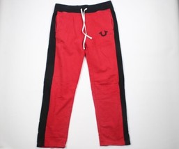 True Religion Mens Size Large Faded Color Block Heavyweight Sweatpants Pants Red - £43.47 GBP