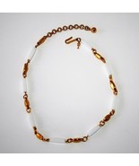 Trifari Gold Tone White Plastic Bead Choker Necklace   J254 - £14.15 GBP