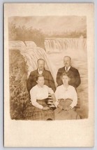 RPPC Two Couples Niagara Falls Faux Falls Studio Prop Real Photo Postcard C44 - £11.25 GBP