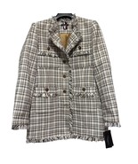Tommy Hilfiger Womens Tweed Blazer Jacket Size 10 Fringed Trim Button Fr... - $98.67 CAD