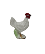 VINTAGE MINIATURE CERAMIC WHITE ROOSTER HEN HAND PAINTED FIGURINE MINI - $8.21 CAD