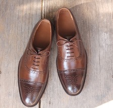 Handmade Men&#39;s Two Tone Brown Brogue Leather Shoes, Men&#39;s Lace Up Dress ... - £115.89 GBP+