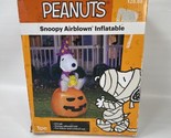 PEANUTS HALLOWEEN 5 FT witch Snoopy WOODSTOCK PUMPKIN AIRBLOWN INFLATABL... - $37.40