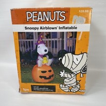 P EAN Uts Halloween 5 Ft Witch Snoopy Woodstock Pumpkin Airblown Inflatable Led - £29.65 GBP