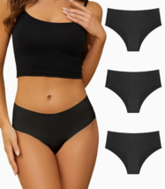 3pc Seamless Solid Briefs Comfy &amp; Breathable Stretchy Intimate Panty Sz XS BLACK - £7.56 GBP