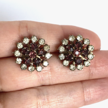 Rhinestone Flowers Two Tone Scatter Brooch Pin Pair UnSigned Prong Set Vintage - £23.68 GBP