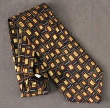 Modern Men&#39;s Accessory Fabric Necktie Tie 100% Silk 417 Van Heusen Gold Deco - £13.94 GBP